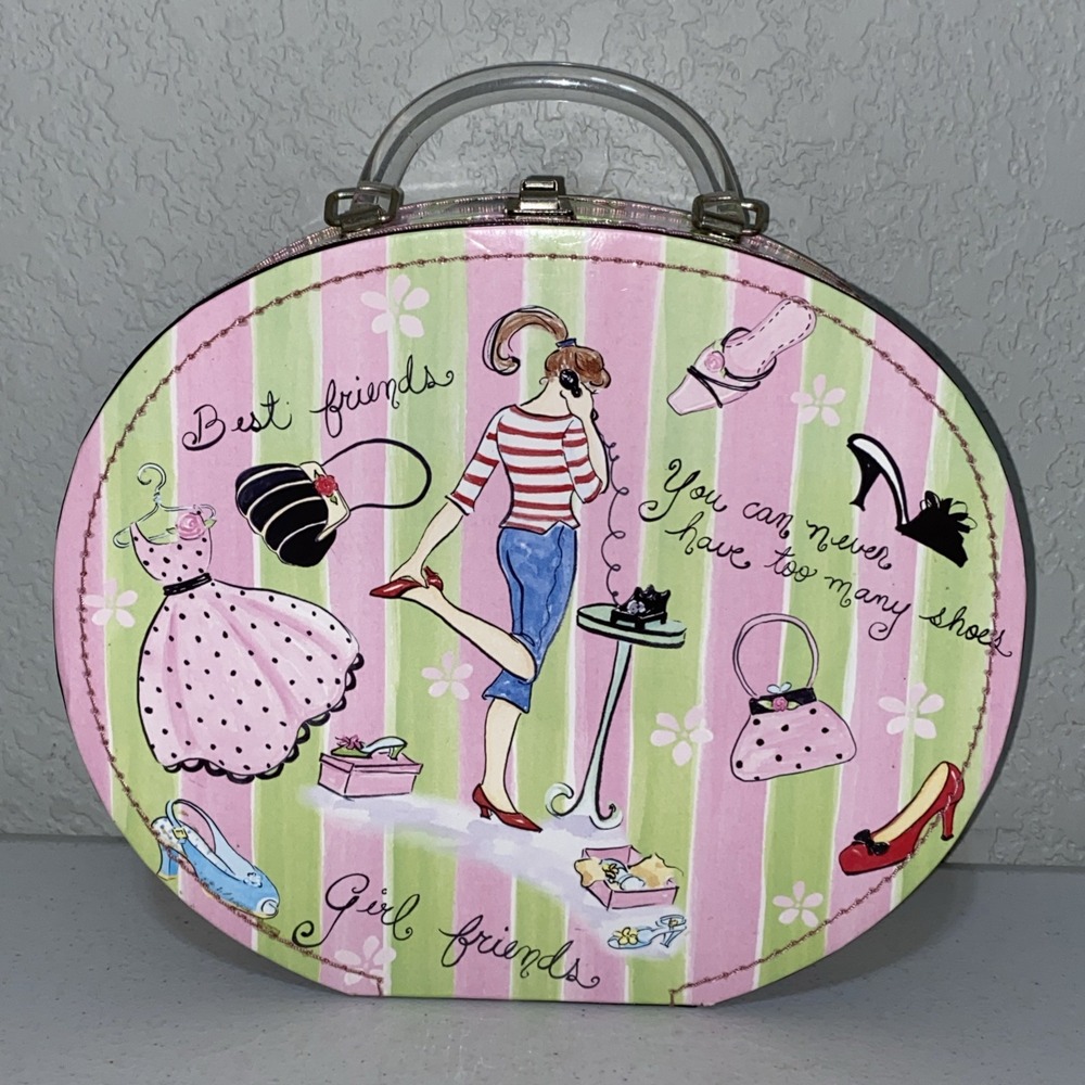 VTG Lady Jayne Glamour Girl Friends Fashion Cardboard Purse Suitcase Vanity Case